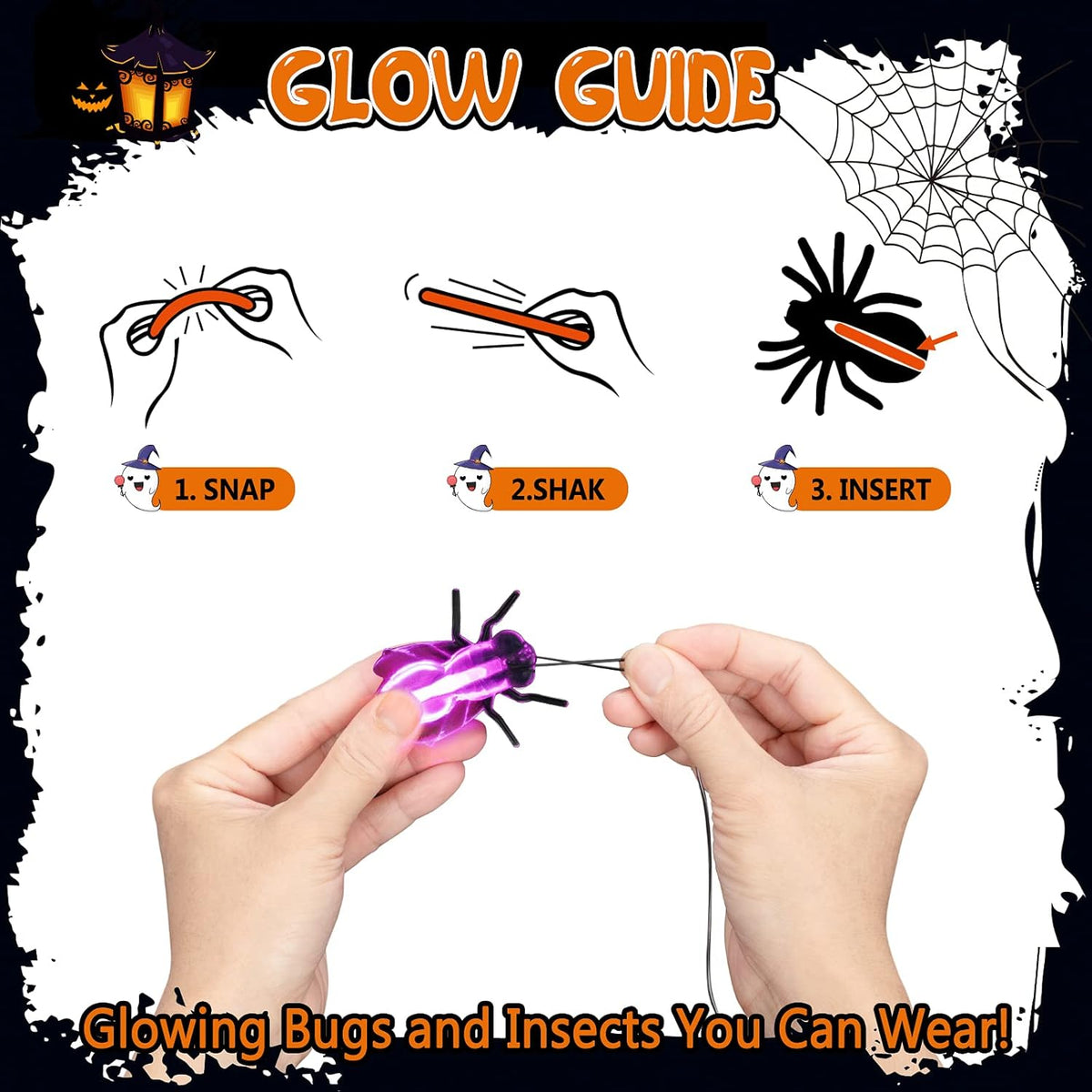 82 Pcs Glow Critters For Halloween Party Favor, Include Glow Bugs and Mini Glow Sticks, Glow in the