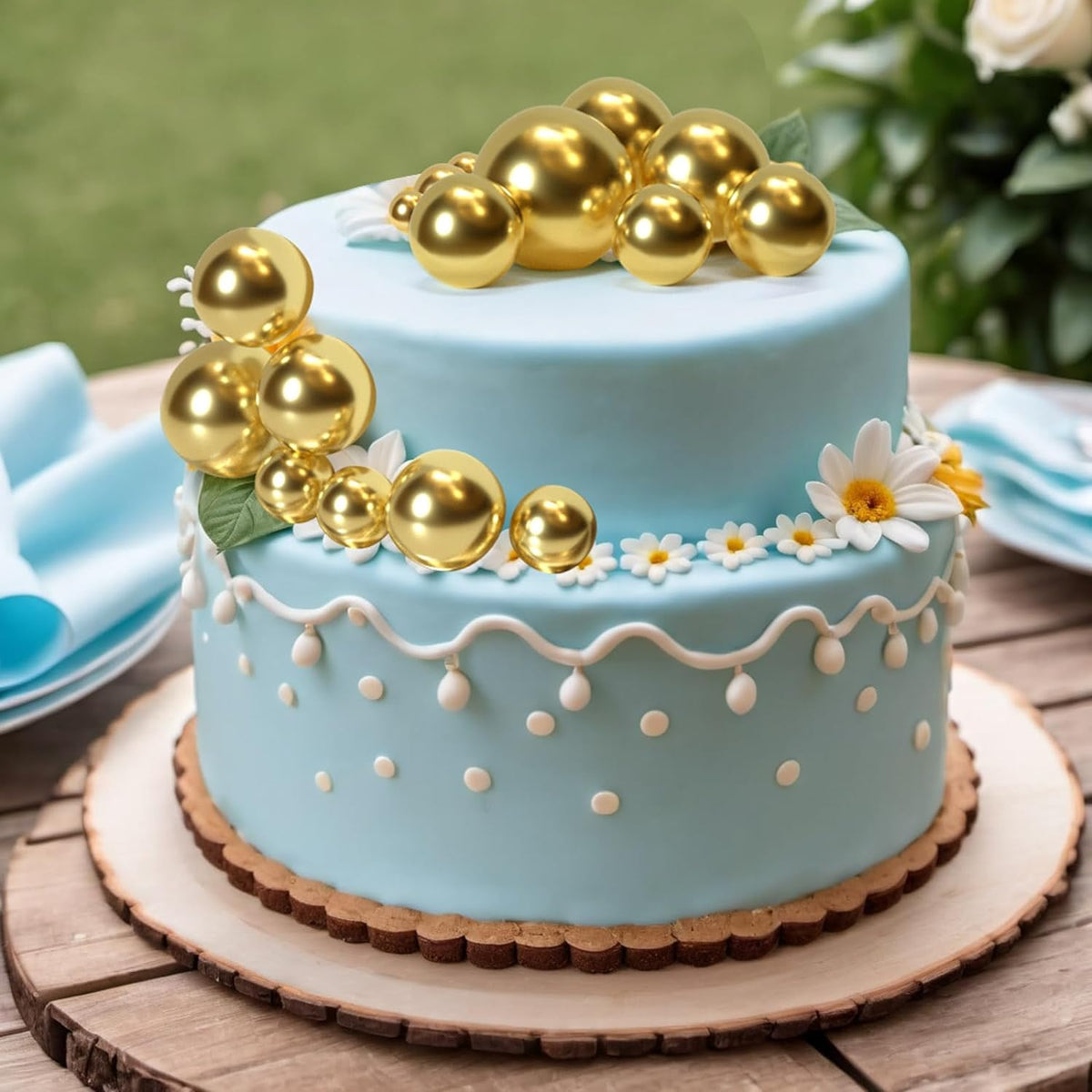 ASTARON 20 Pcs Ball Cake Topper Decorations Mini Balloons Cake Topper Sticks Gold Cake Picks Cake