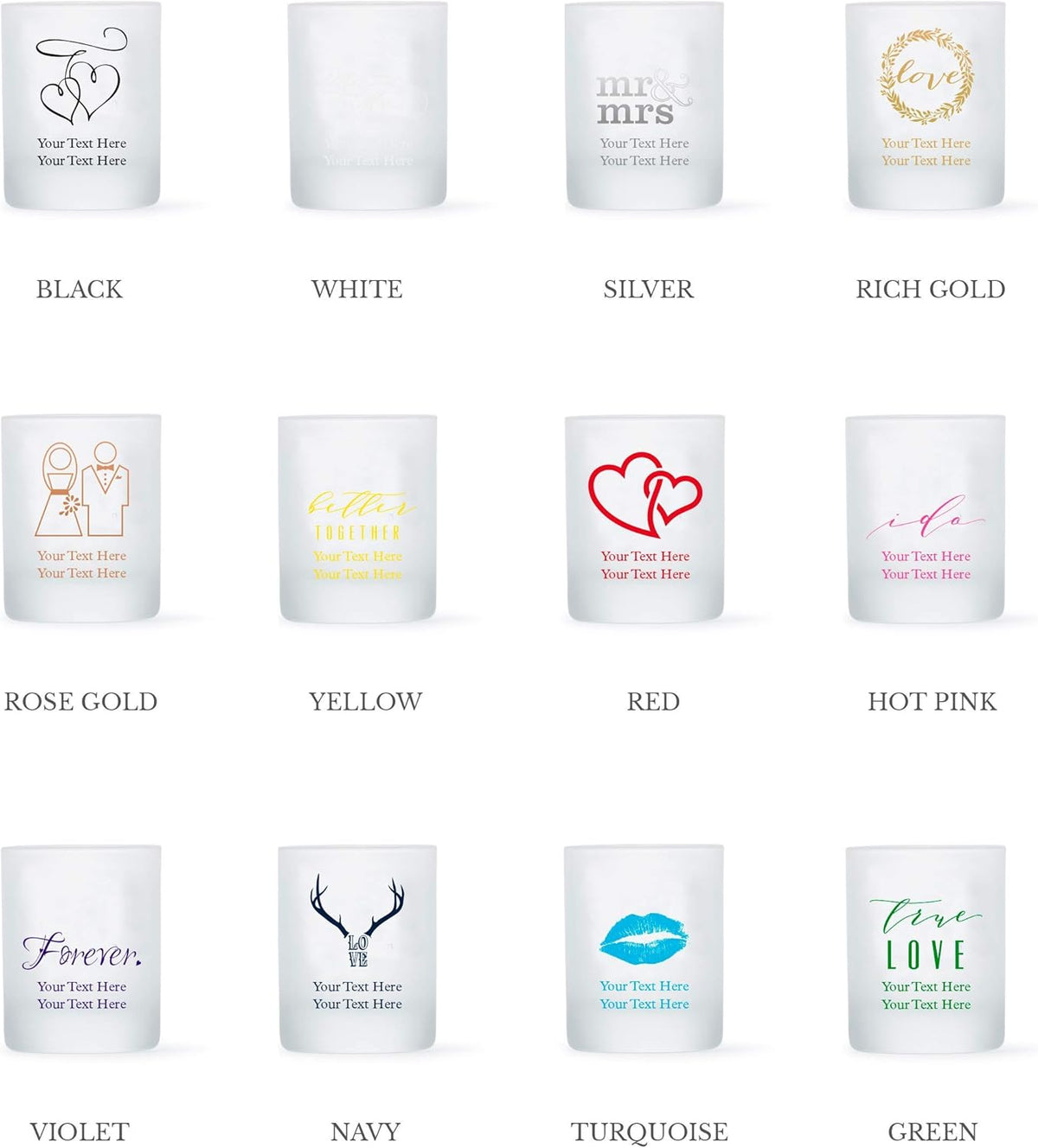 WEDDINGSTAR Personalized 3oz Frosted Shot Glass Customizable Full Color Print - 60 pack