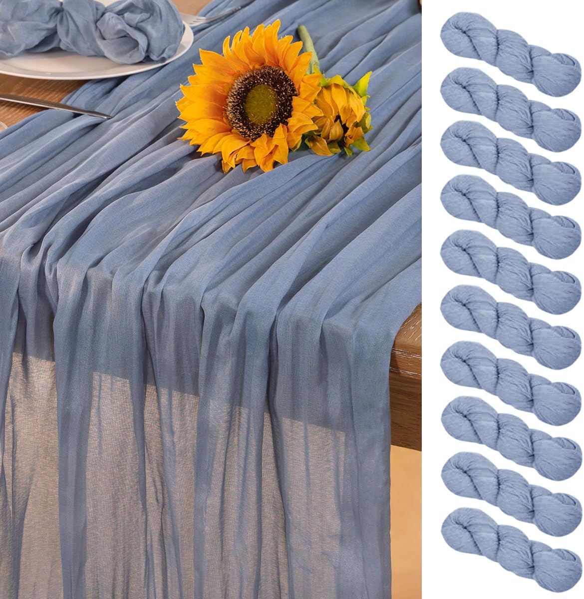 Dusty Blue Cheesecloth Table Runner 10 Pack Fall Table Runners Boho Gauze 120 Inches Blue Cheese