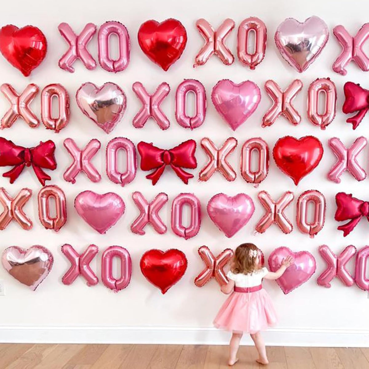 Pink Red Heart Balloons, 18 Inch Light Heart Foil Shape Balloon, 12PCS Pearl Red Pink Helium Foil