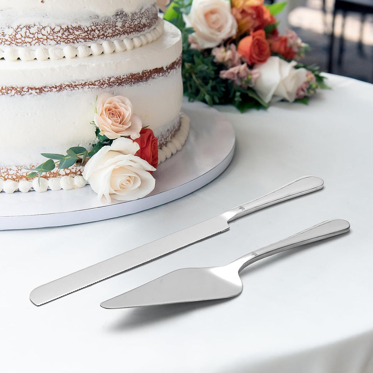 Cake Cutting Set for Wedding - Extended Cake Knife And Server Set Thickened Stainless Steel Cake