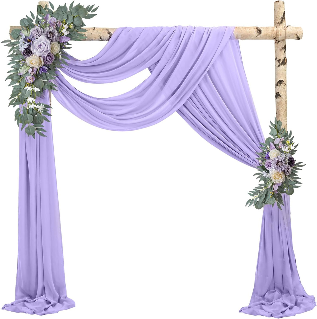 Wedding Arch Draping Fabric 2 Panels 20Ft Length x 28" Width Lilac Arch Drapes Chiffon Fabric Sheer