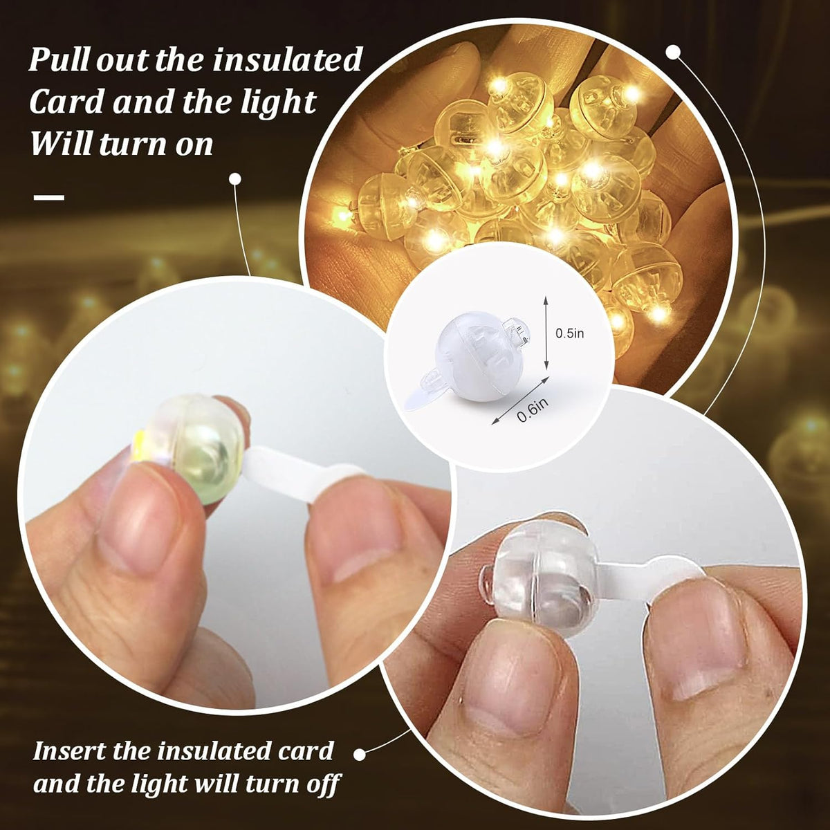 50pcs LED Warm White Balloon Lights, Round LED Mini Lights for Paper Lantern Balloon Birthday Party