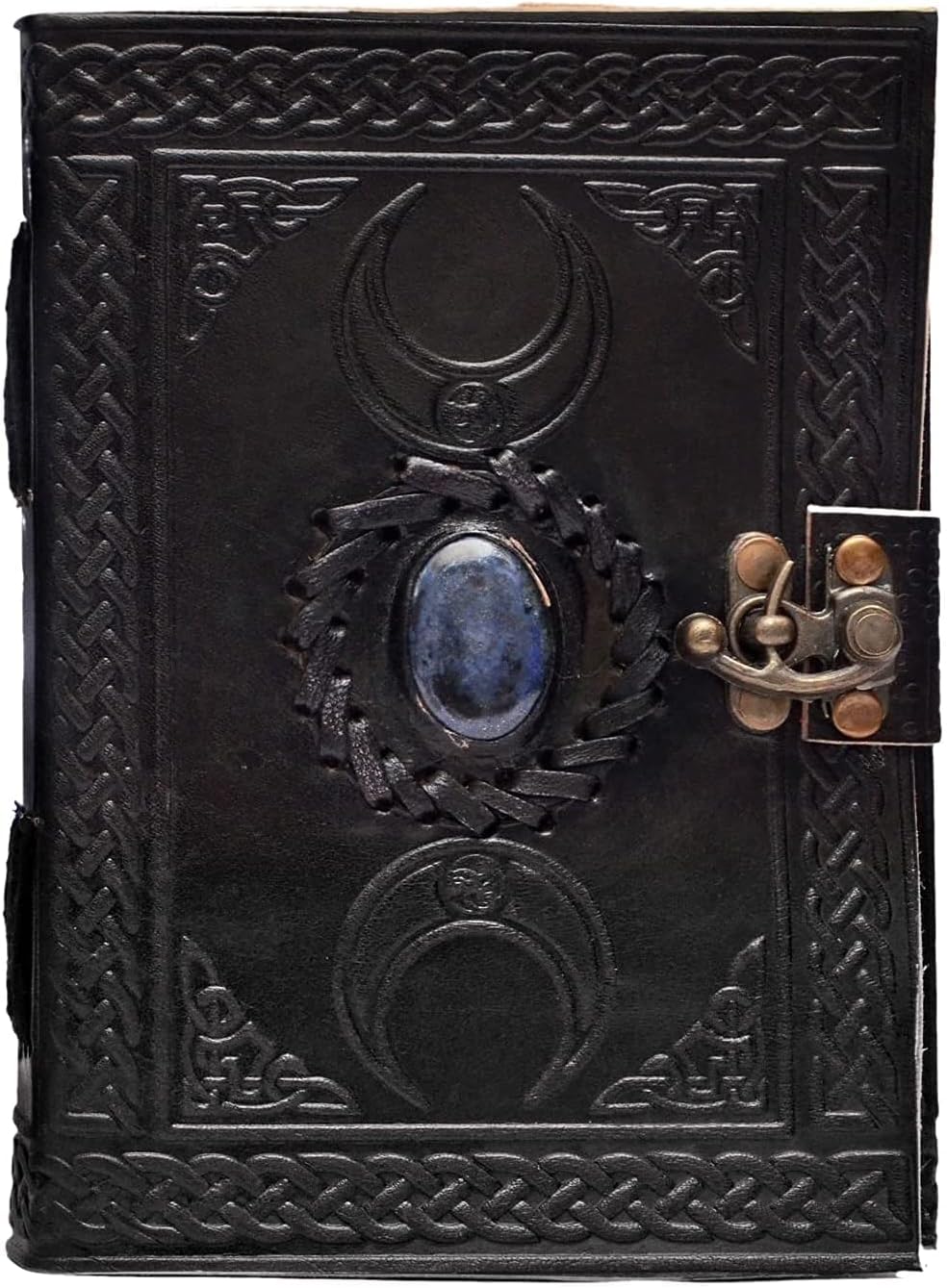 cuero 3 Moon Blue Lapiz Embossed Vintage Leather Journal | 240 Pages of Antique Handmade Deckle
