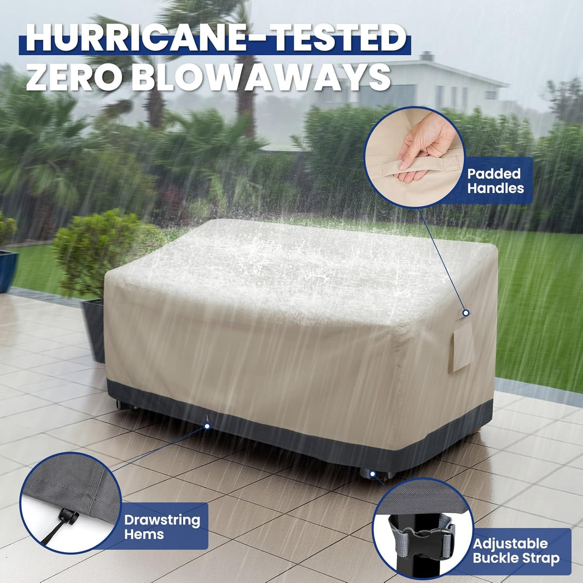 Extra Heavy Duty Outdoor Couch Cover Waterproof Up to 8000pa, Large 3-Seater Patio Sofa Cover, Lawn