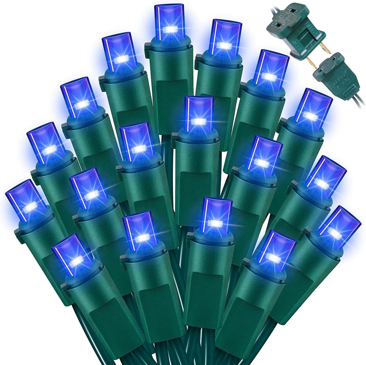 Blue Wide Angle LED Christmas Lights, 64.8 Ft 300 Count, Pack of 3 Strands 21.9 Ft 100 Lights UL