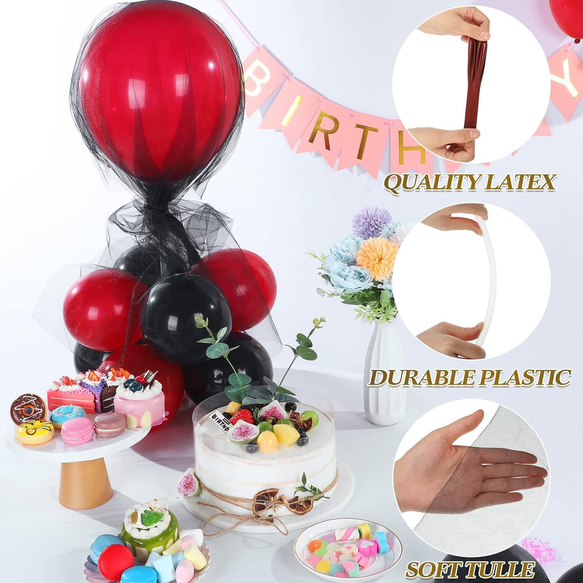 BBTO 8 Set Table Centerpieces Balloons Stand Kit, 80 Pcs Latex Balloons and Table Stand Holder with