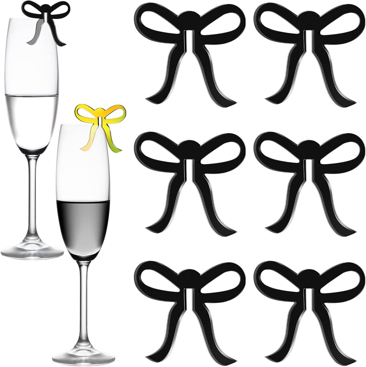 36 Pcs Bow Drink Markers Acrylic Drink Tags Bowknot Wine Glass Charms for Bachelorette Coquette