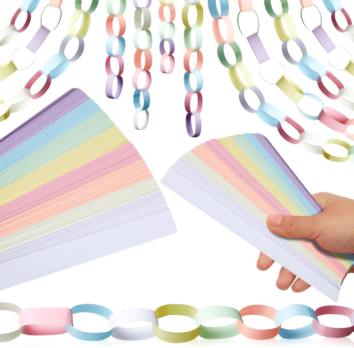 Lincia 600 Sheet Halloween Paper Chain Garland, Construction DIY Crafts Chain Strip for Fall