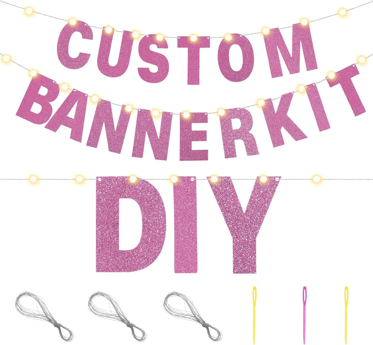 TaoBary 112 Pcs DIY Letter Custom Banner Glitter Customizable Banner Kit Including 107 Letters and