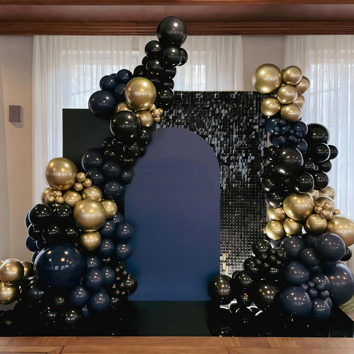 110pcs Black Balloons 12 Inch Black Balloon Arch Kit for Birthday Anniversary Graduation Baby