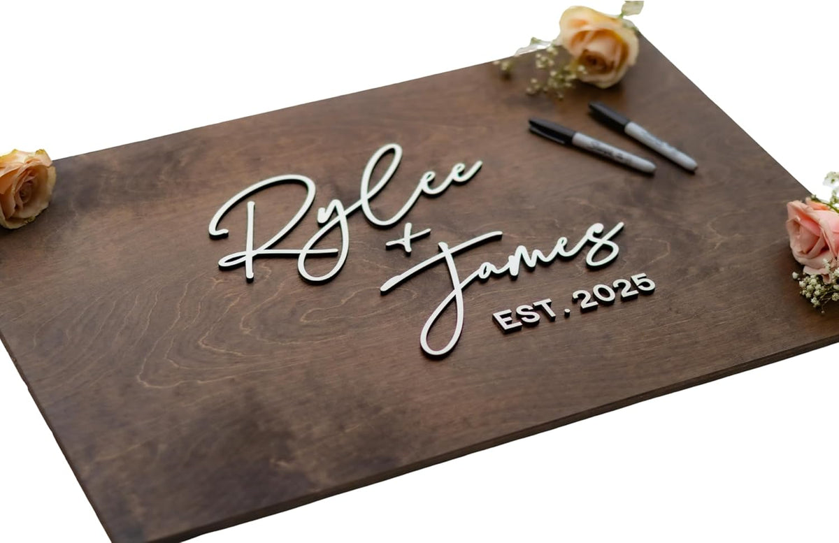 Personalized Last Name Guest Book, Unique Guest Book Sign, Custom Alternative Guest Book, Wooden