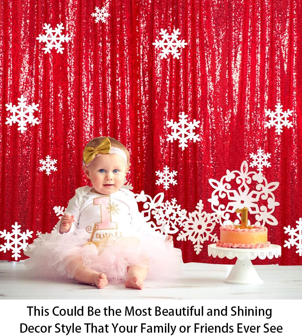 ShinyBeauty Sequin Backdrop Red 10X10FT for Photography, Wedding, Baby Birthday, Photo Booth