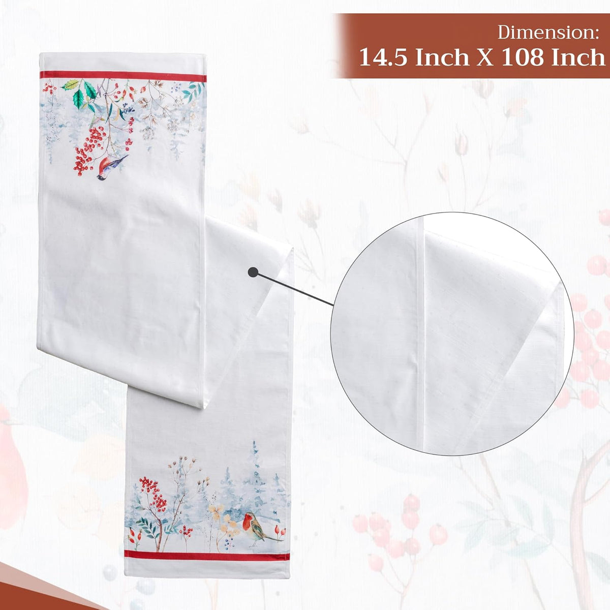 Maison d' Hermine Table Runner 100% Cotton Double Layer Table Runners 108 inches Long Decorative