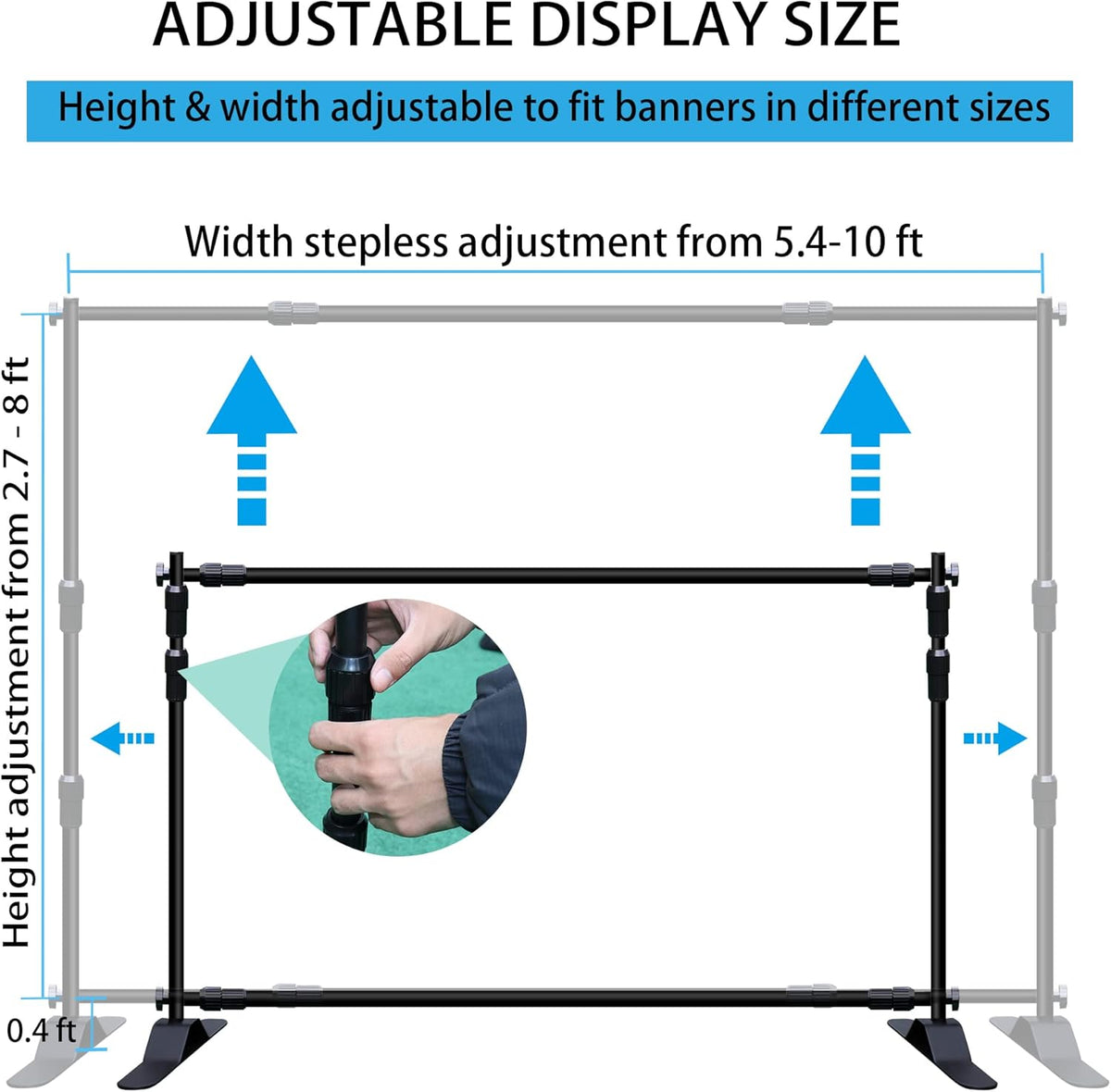 Photo Backdrop Banner Stand Kit, Heavy Duty 10 x 8 FT Adjustable Telescopic Tube Back Drop Display