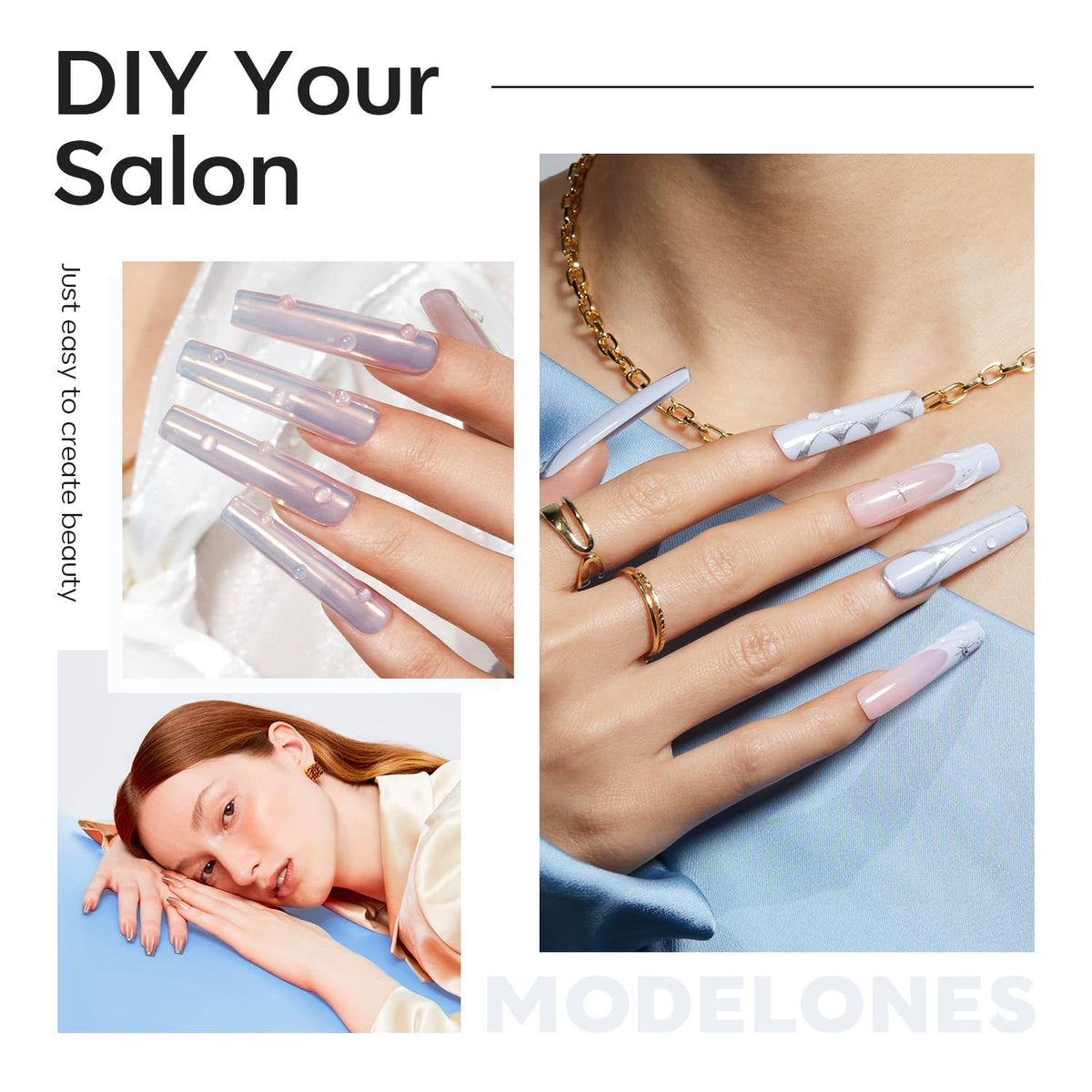 Modelones Long Square XXL Fake Nail Tips - 504Pcs Gel Tips Pre-shaped Half Matte Full Cover Clear