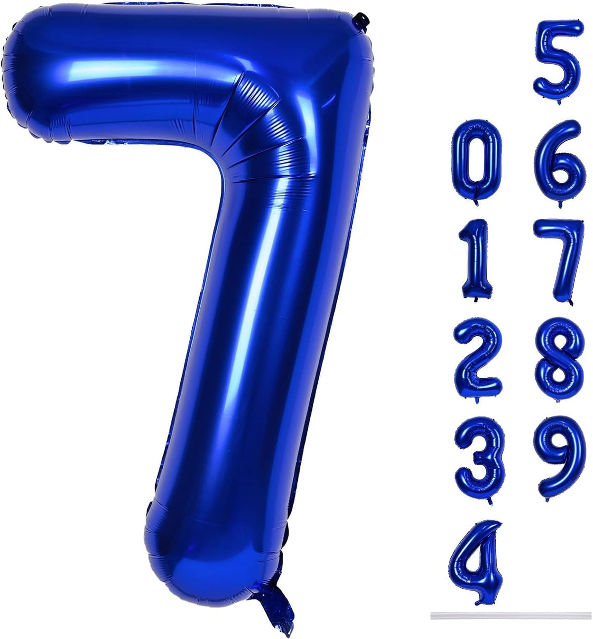 40'' Navy Blue Number 7 Balloon, Self Inflating Foil Number Balloons Set 0-9, Dark Blue Digital 7