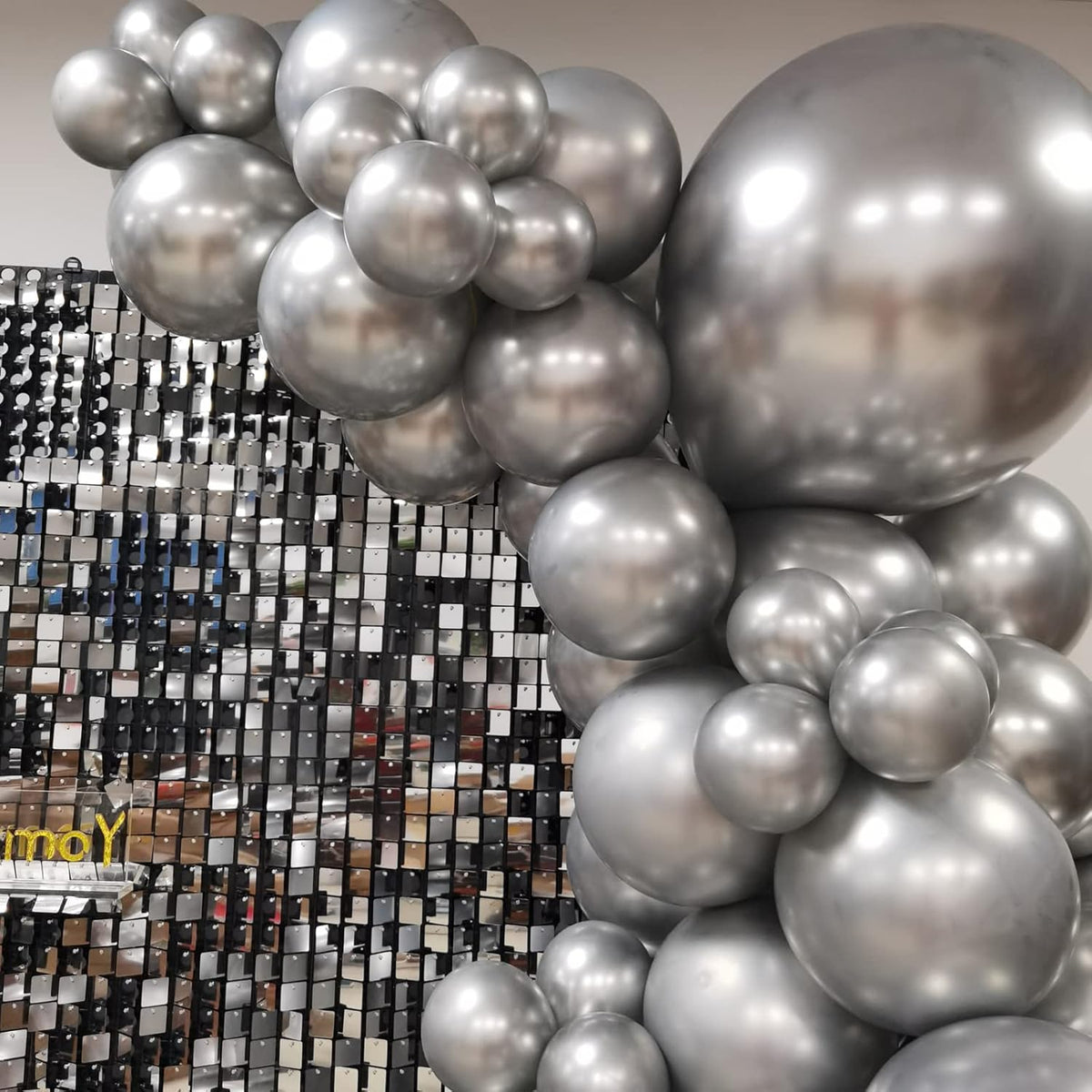 Metallic Silver Balloons, 50 Pcs 12 Inch Silver Chrome Latex Balloons for Balloon Garland or Arch