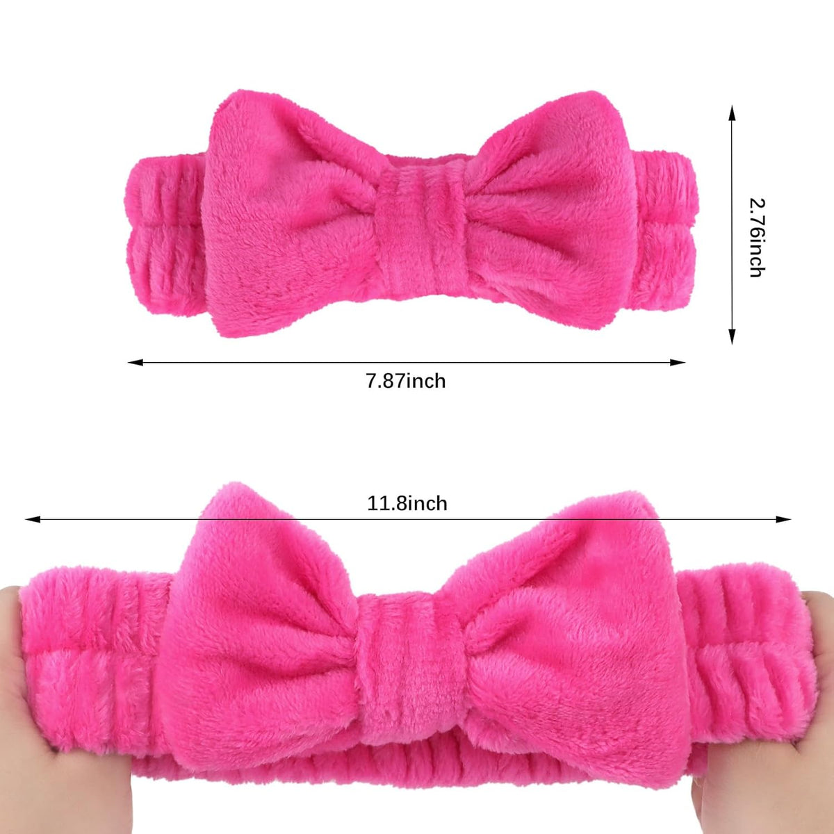 Semato 8 Pcs Hot Pink Spa Headband for Washing Face and Makeup Bridesmaid Proposal Gifts Pink Party