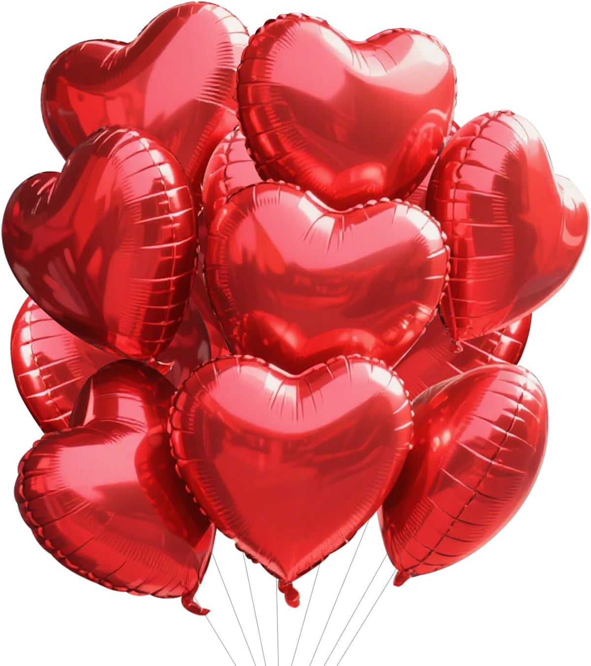 TONIFUL 15Pcs 18 Inch Red Heart Balloons Valentine’s Day Heart Shape Foil Mylar Balloons Decoration