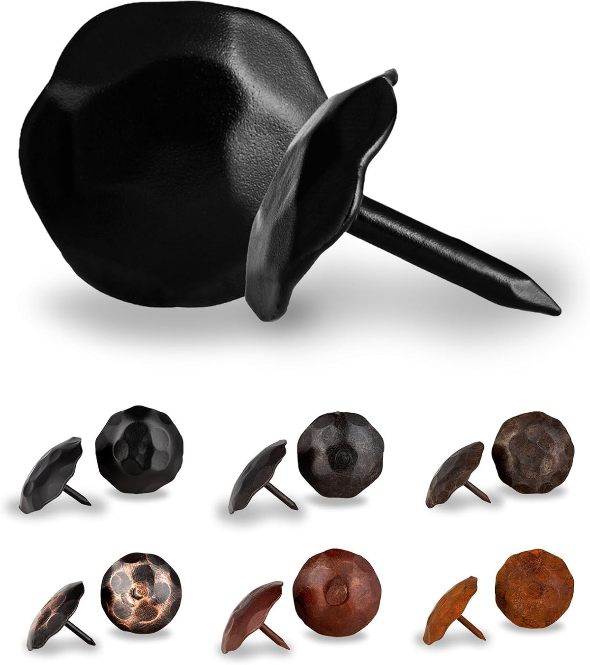 10 Pack 0.75" Round Head Iron Clavos Decorative Nails – Black – Handmade Rustic Round Fasteners for