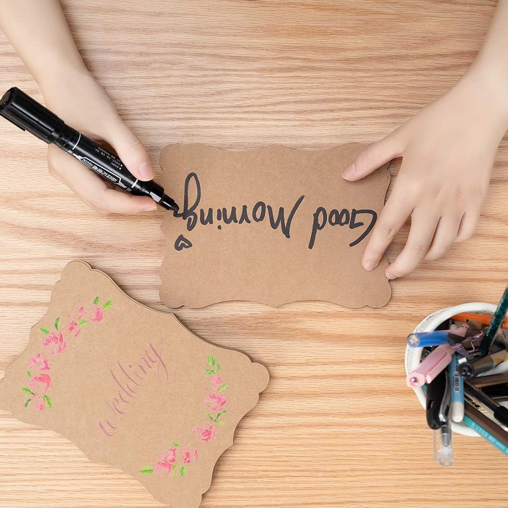 50 Pack Blank Kraft Cards Cardstock Thick Paper Brown Greeting Cards for DIY Gift Card Menus, Baby