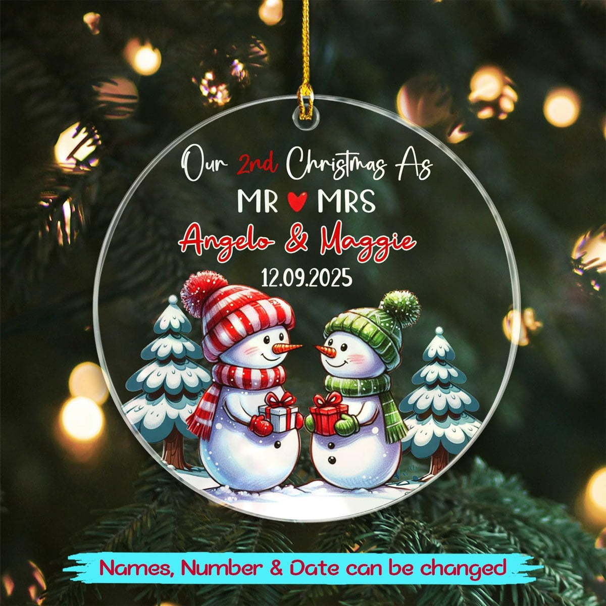 Our 2ND Christmas As Mr & Mrs Ornaments Gift for Boyfriends Girlfriend, Personalized Date/Name Mr &