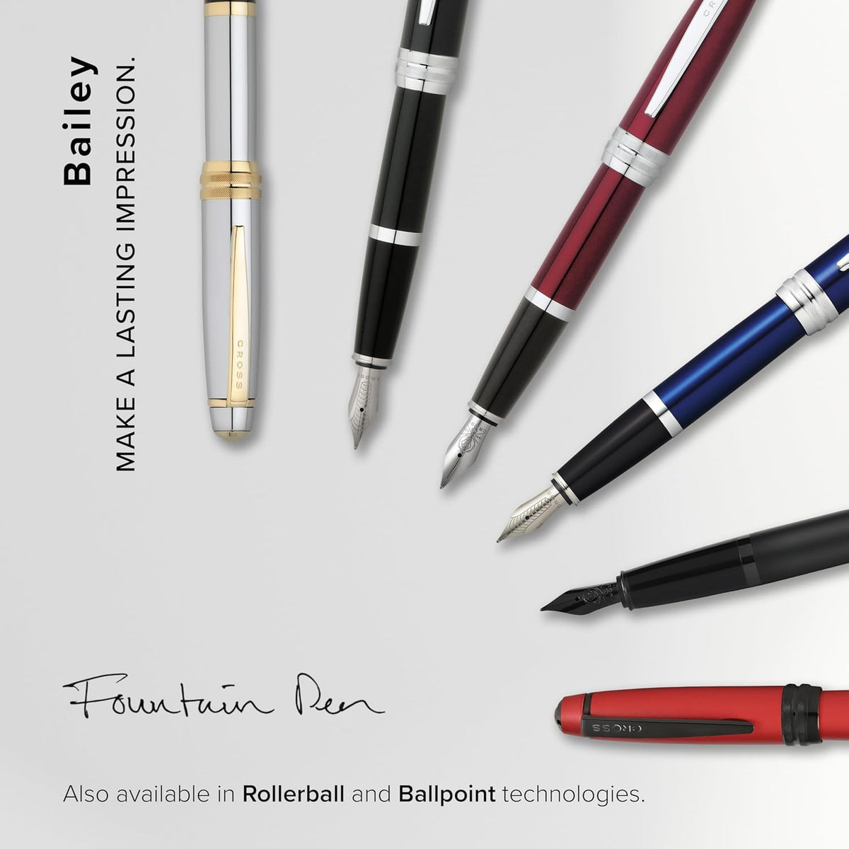 Cross Bailey Refillable Fountain Presented in a Premium Gift Box - Medium Point, Black Ink, Matte