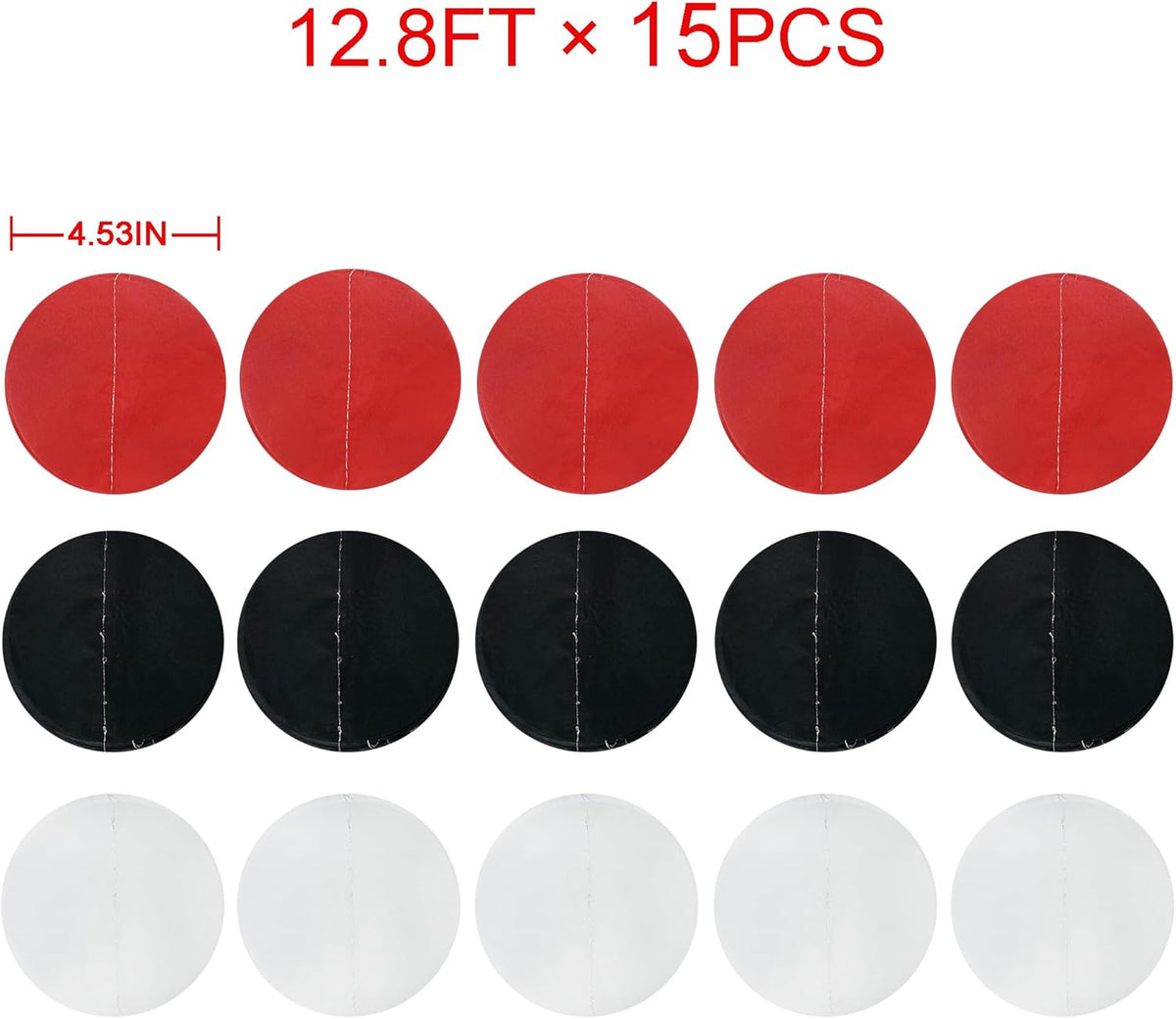 192Ft Red Black White Party Decorations Big Circle Dots Backdrop Streamer Garland for Graduation