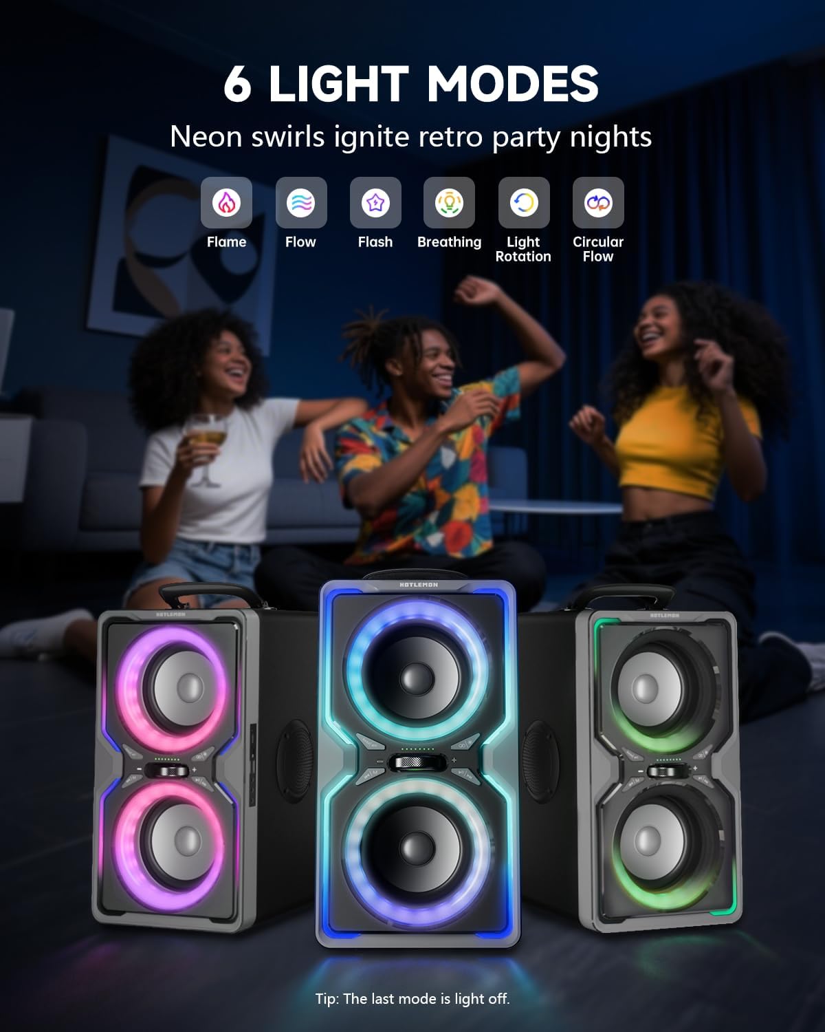 Hotlemon Large Bluetooth Speaker: 240W Peak Powerful Loud Sound with Deep Bass, 15H Playtime, Fast