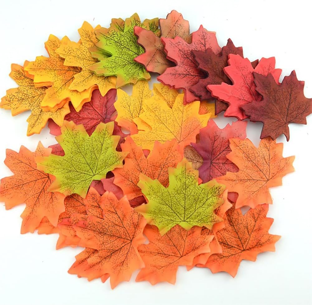 Maple Leaves Confetti,200pcs Fall Leaves Party Table Decorations Scatter Foil Confetti for Autumn