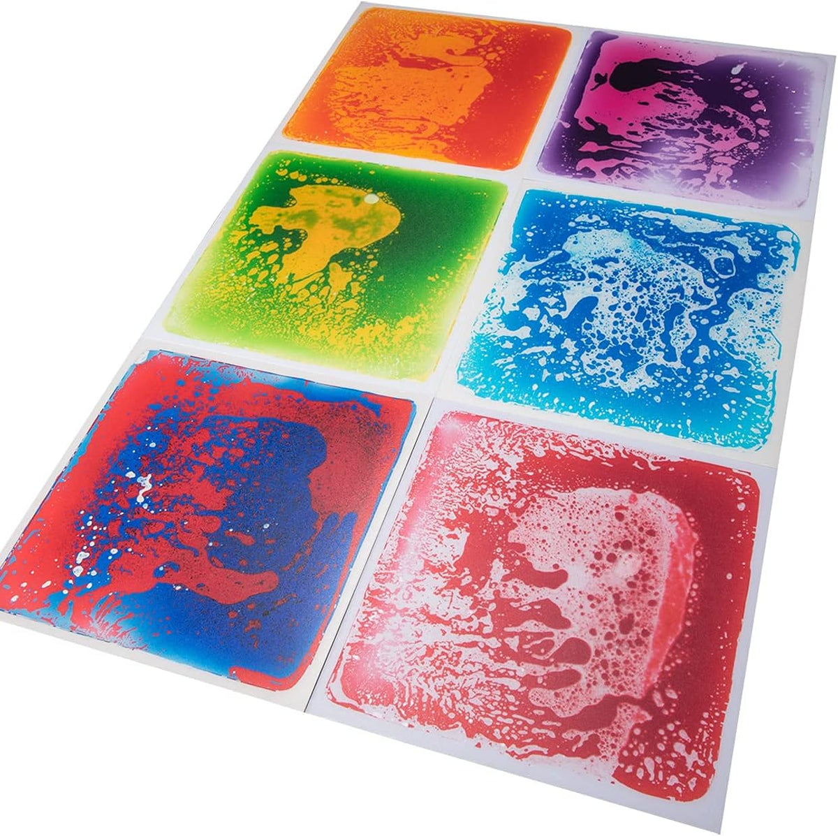 Art3d 6-Tile Sensory Room Tile Multi-Color Exercise Mat Liquid Encased Floor Playmat Kids Play