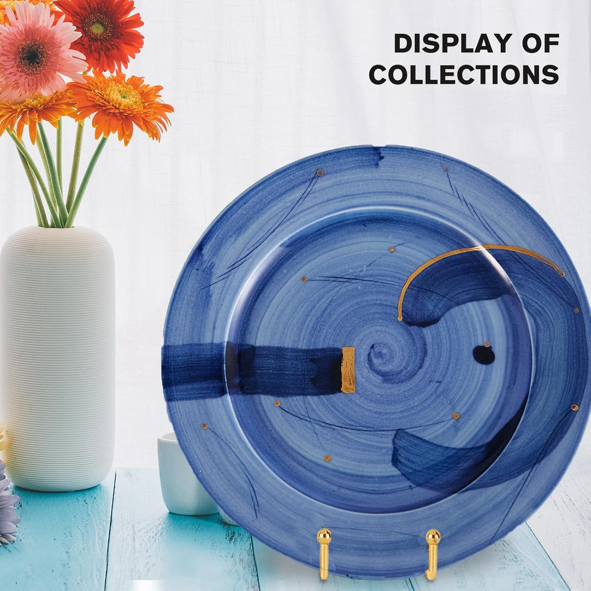 Decolore 8 inch 3 Pack Gold Plate Stands Table Top Easels Plate Holder Display Stands for Picture