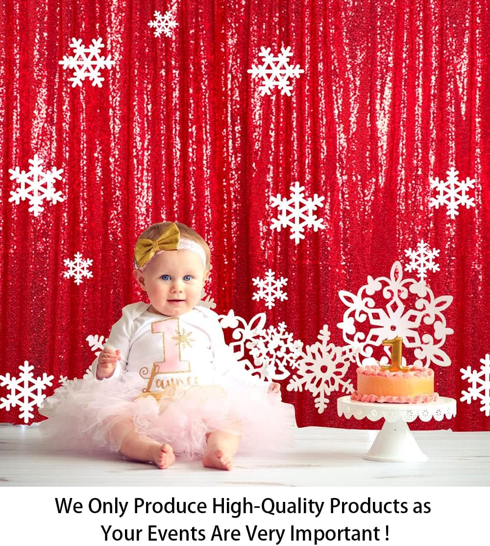 ShinyBeauty Sparkling Red Sequin Fabric Photography Backdrop 5FTx10FT | Glitter Birthday Party