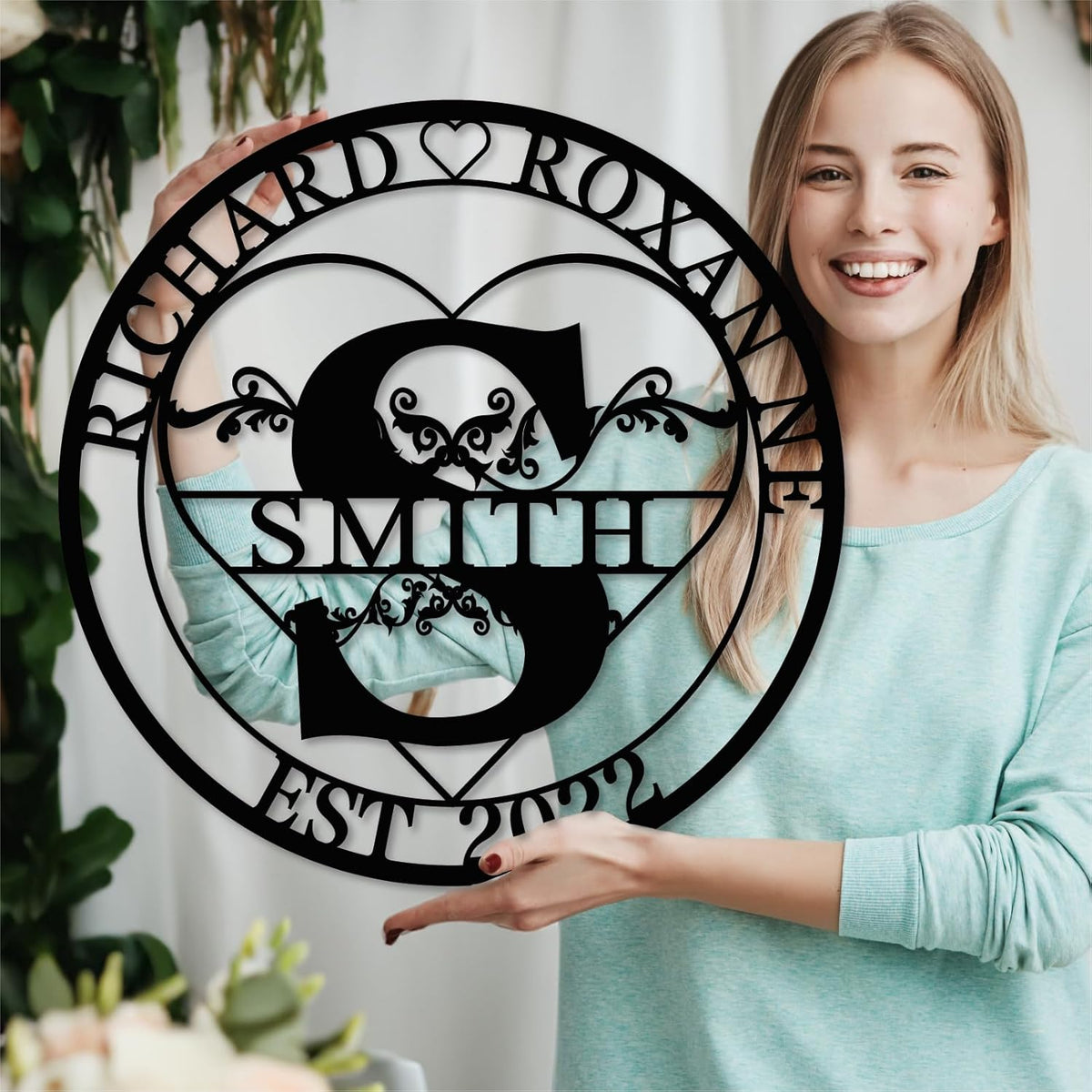 Custom Last Name Date Sign - Split Letter Metal Monogram - Split Letter Name Signs - Personalized