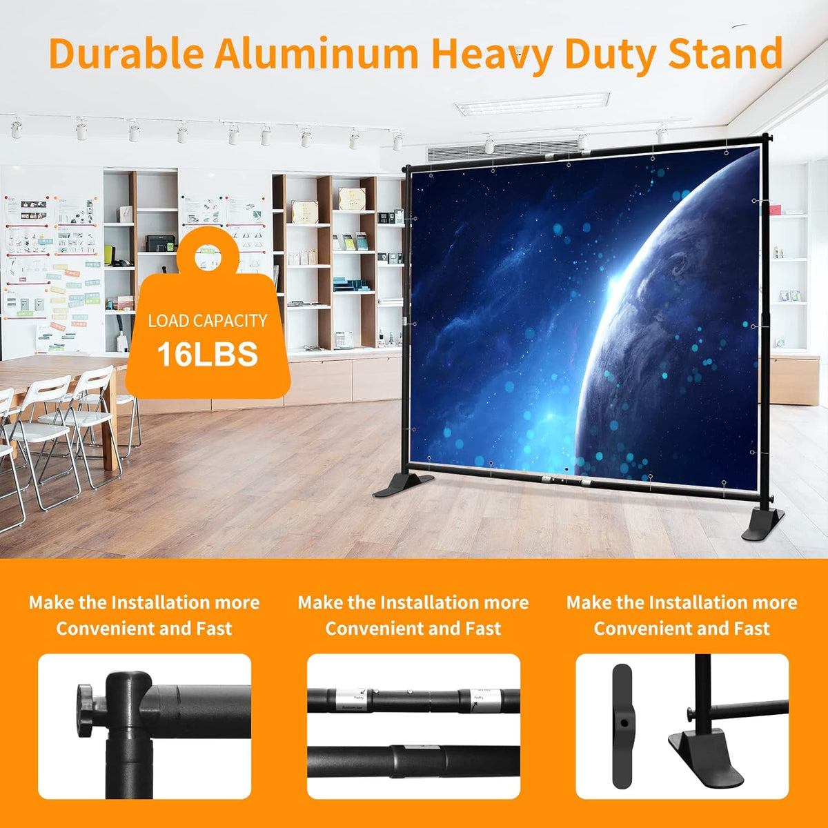 FUDESY 10x8 ft Backdrop Banner, Heavy Duty Adjustable Background Stand Kit with Carrying Bag, Step