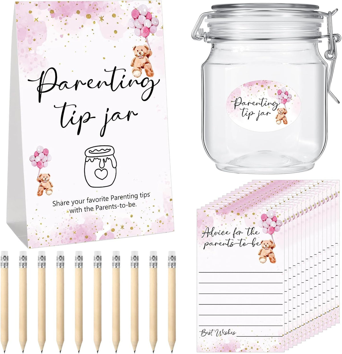 Roowest Baby Shower to Baby Advice Cards for New Parents to Be - Tip Jar Sign for New Parents 60