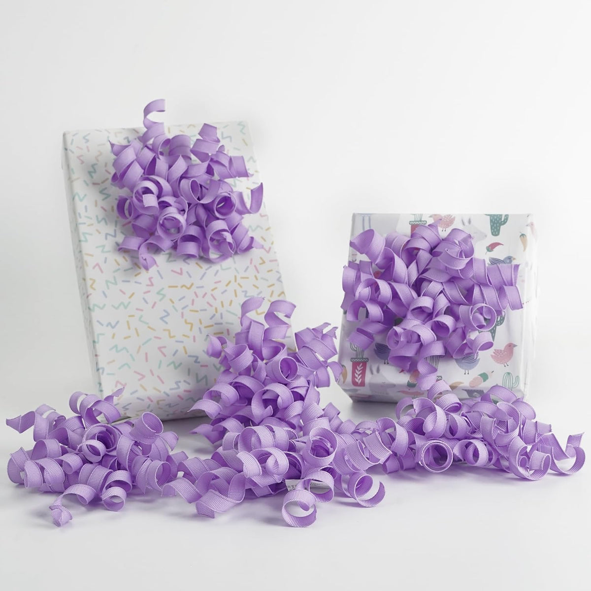 HUIHUANG Purple Bows for Gift Wrapping, Lavender Curly Ribbon Bows Self Adhesive Burst Gift Bow for