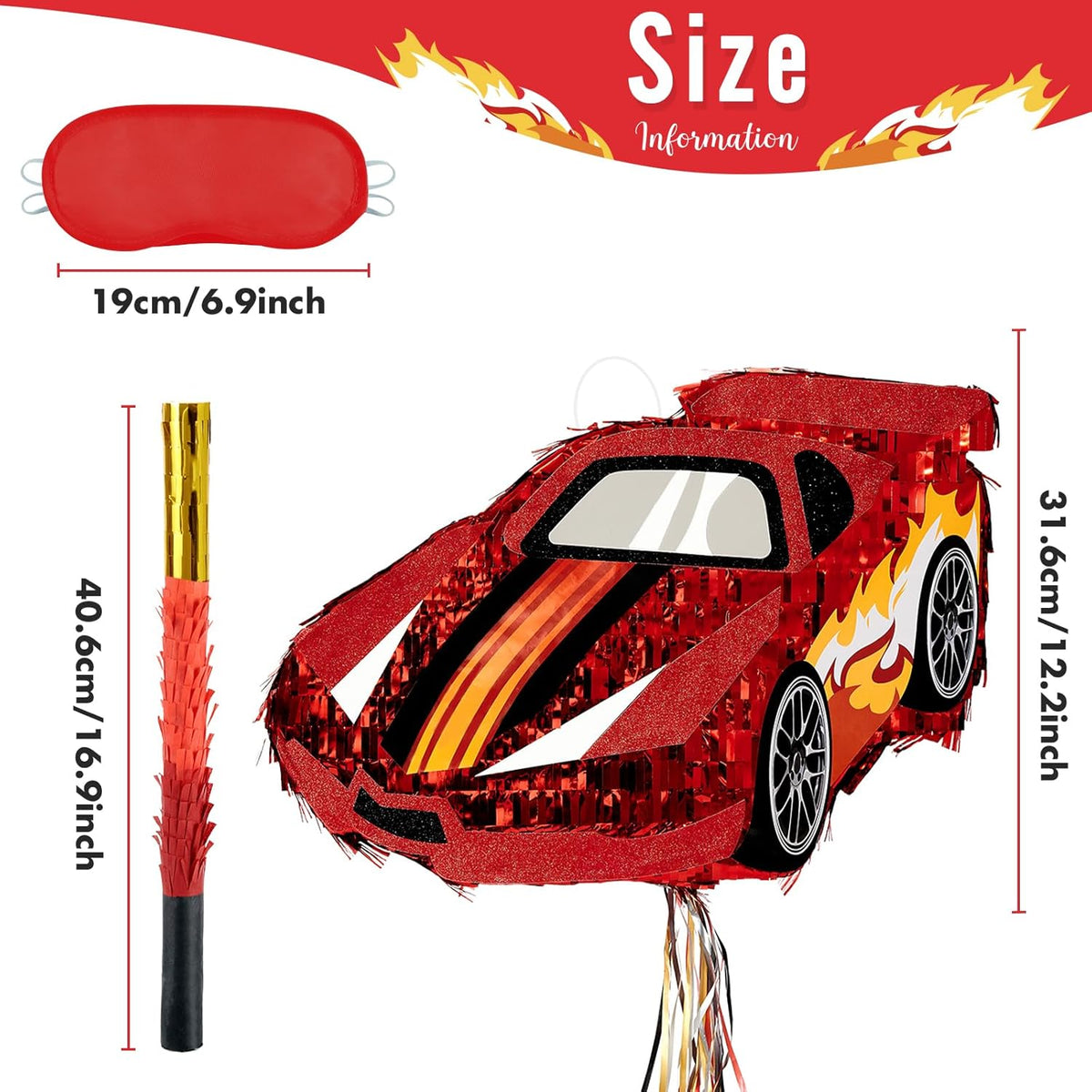WERNNSAI Race Car Piñata - Race Car Birthday Decorations Truck Car Pinata Bundle with Blindfold and
