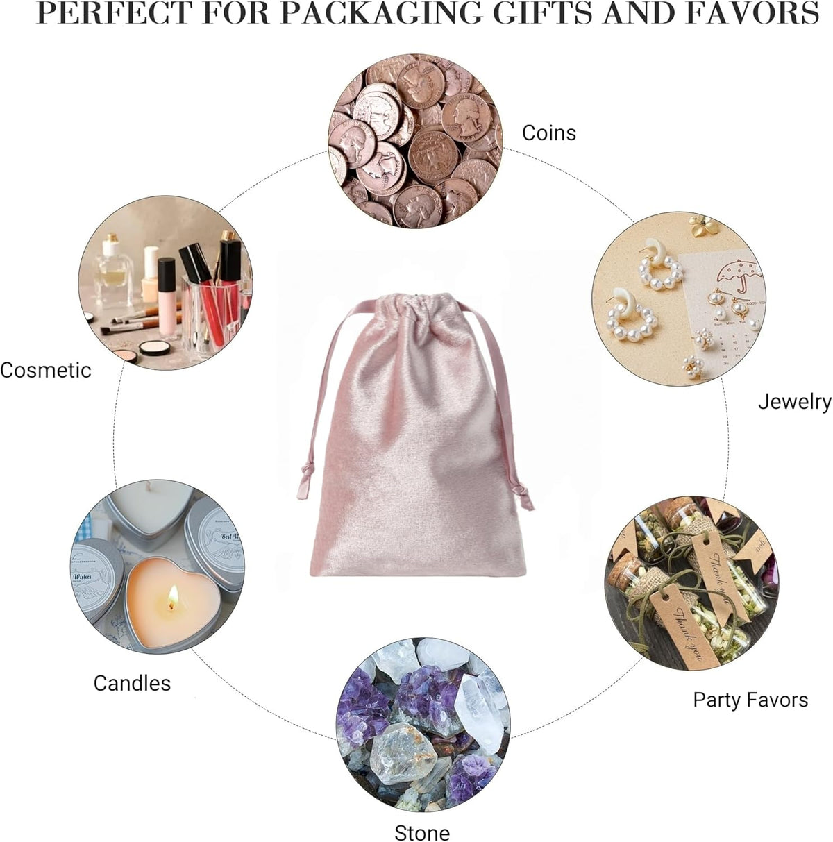 QIANF 12pcs Rose Pink Velvet Drawstring Bags 4x6 inches Glossy Small Velvet Cloth Gift Bags Jewelry