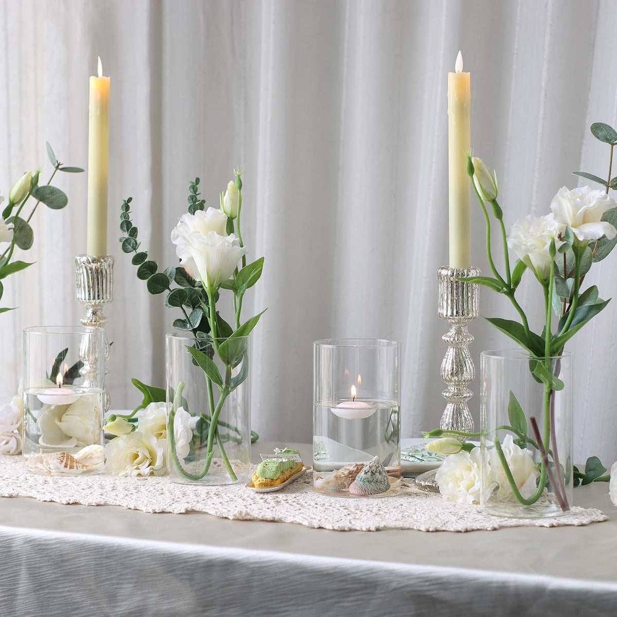 12Pcs Glass Cylinder vases for Centerpieces, 6 Inches Clear Bud Vases for Wedding