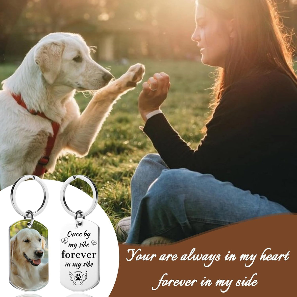 Custom Dog Memorial Photo Keychain Personalized Sympathy Gifts for Loss of Dog Memorial Passing