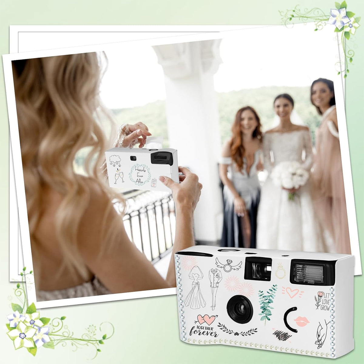 8 Pack Disposable Camera for Wedding 35 mm Film Single Use Camera with Flash Disposable White