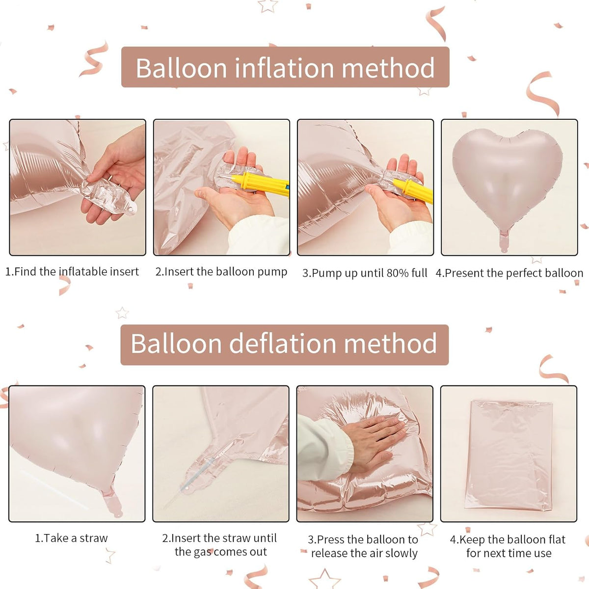 Baby Pink Heart Balloon, 10PCS Pink Foil Heart Balloons, 18inch Pastel Pink Heart Shape Balloons
