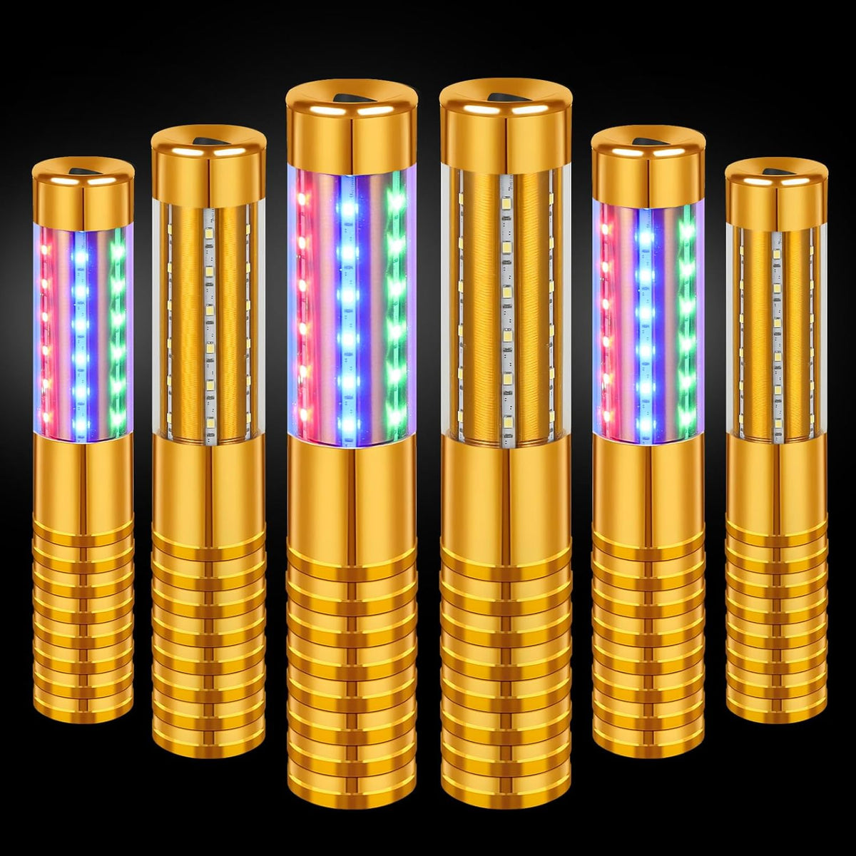 6 Pieces RGB LED Strobe Baton Light Rechargeable Bottle Service Sparklers Stick Reusable Champagne
