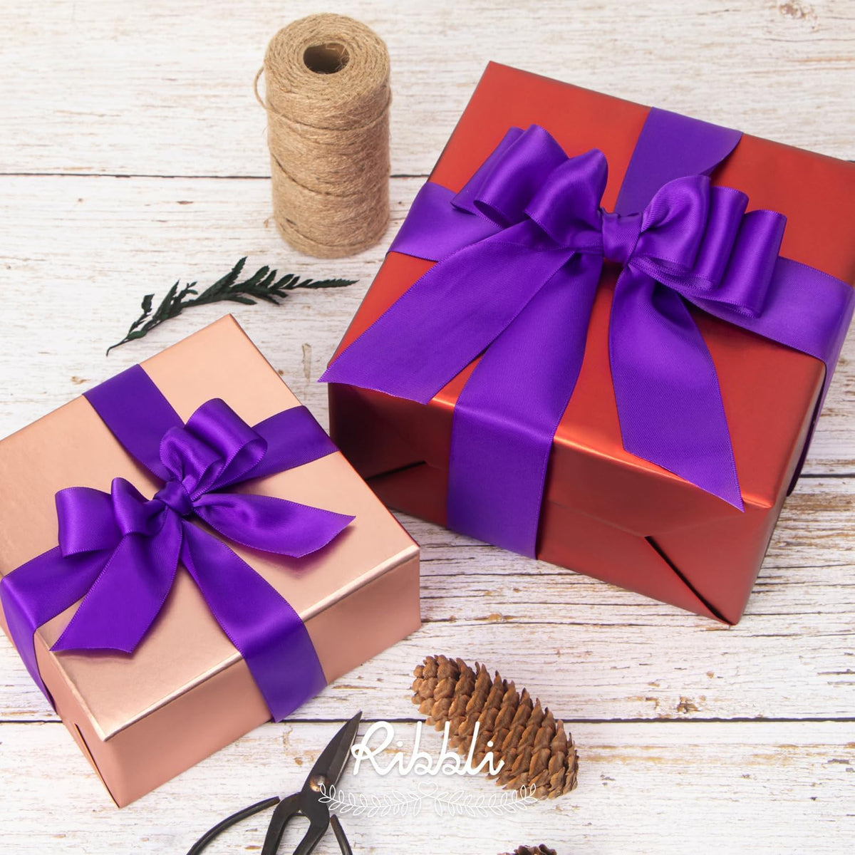 Ribbli Purple Double Faced Satin Ribbon,1-1/2” x Continuous 25 Yards,Use for Craft Bows Bouquet