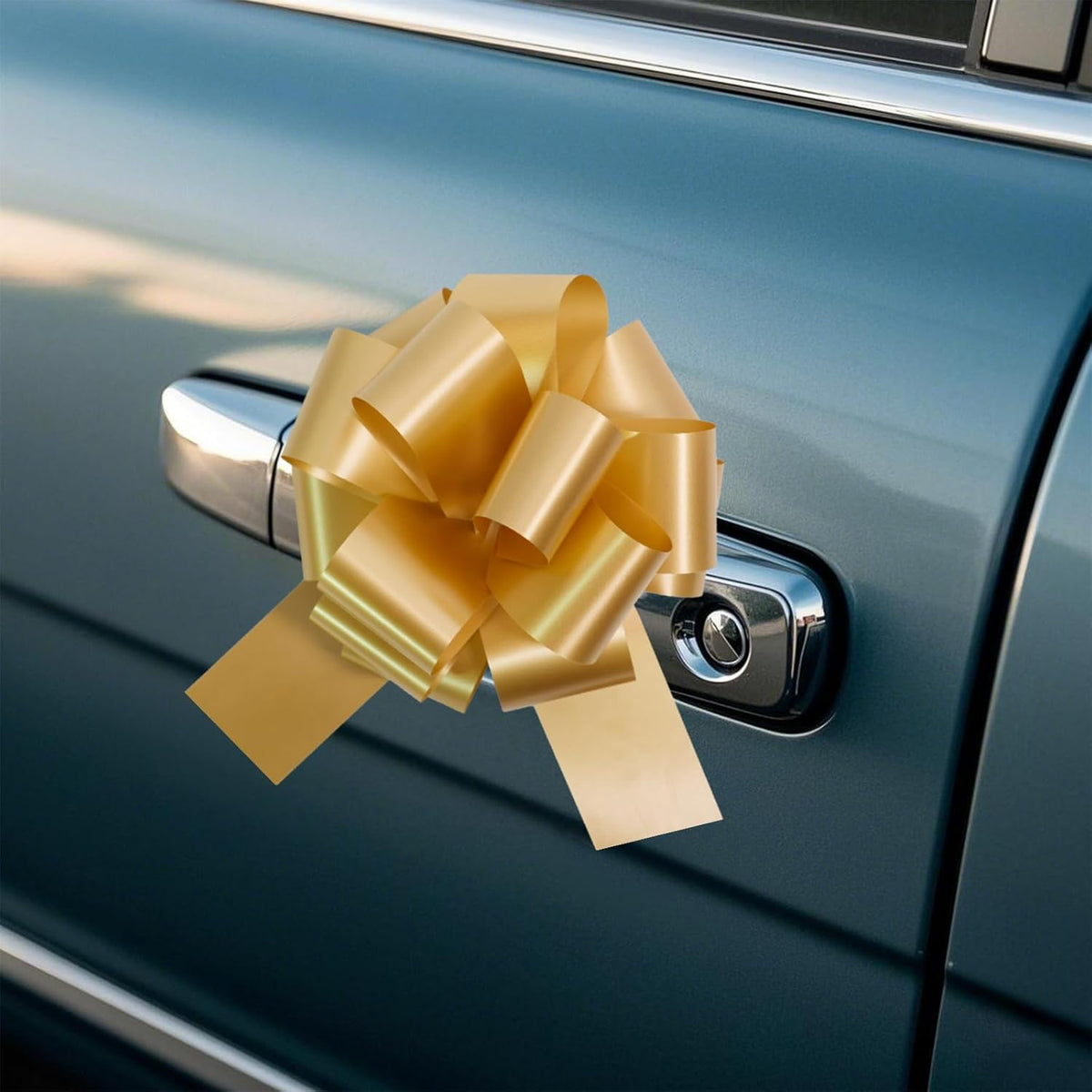 6 PCS 6 Inch Golden Pull Bows - Perfect for Gift Wrapping, Wedding Decor, Car Bows, Birthday