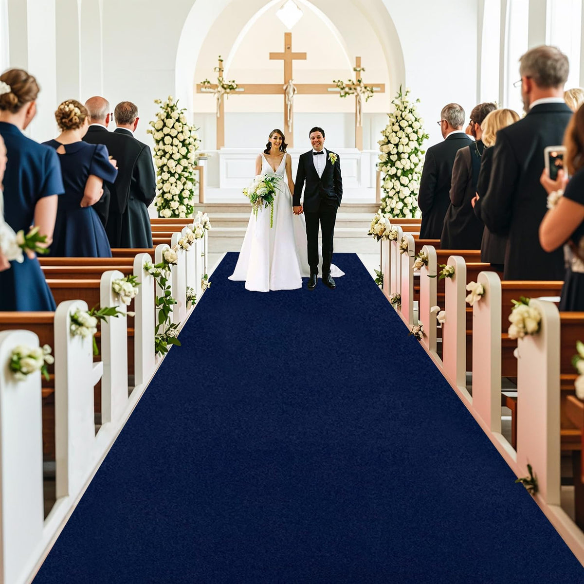 MODFUNS Aisle Runners for Wedddings Navy Blue Aisle Runner Rug 4FTx25FT Velvet Carpet Wedding