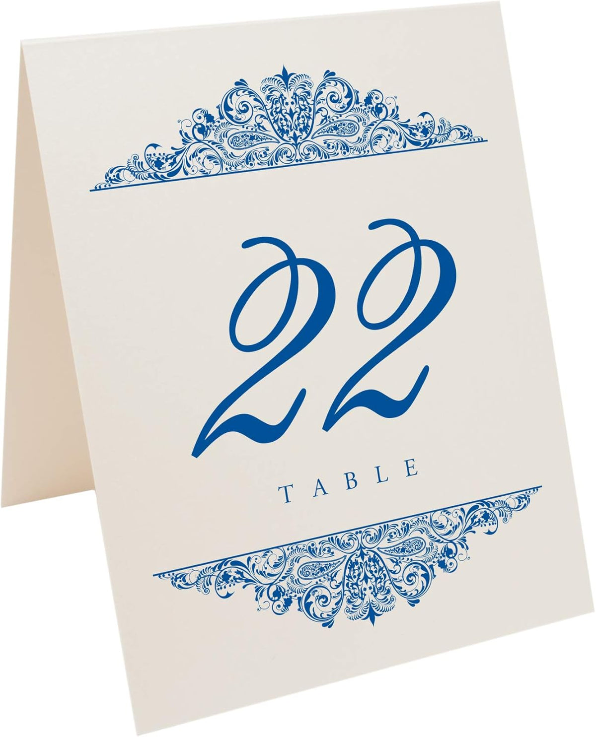 Paisley Wedding Table Numbers (Select Color/Quantity), Champagne, Royal Blue, 1-20, Double Sided